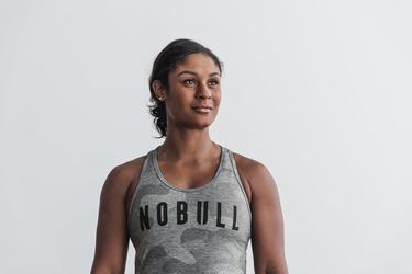 Nobull Racerback Women's Tank Tops Grey Camo | Australia (WR1968)